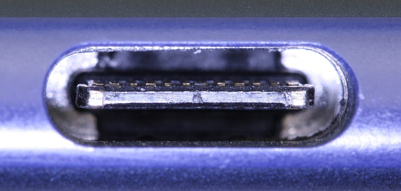 Conector USB-C. Sujidade e oxidação aqui são a causa mais comum de falhas de carga.